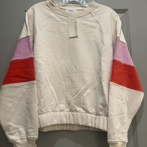 Evereve Colorblock Sweatshirt - Cream, Red, Purple